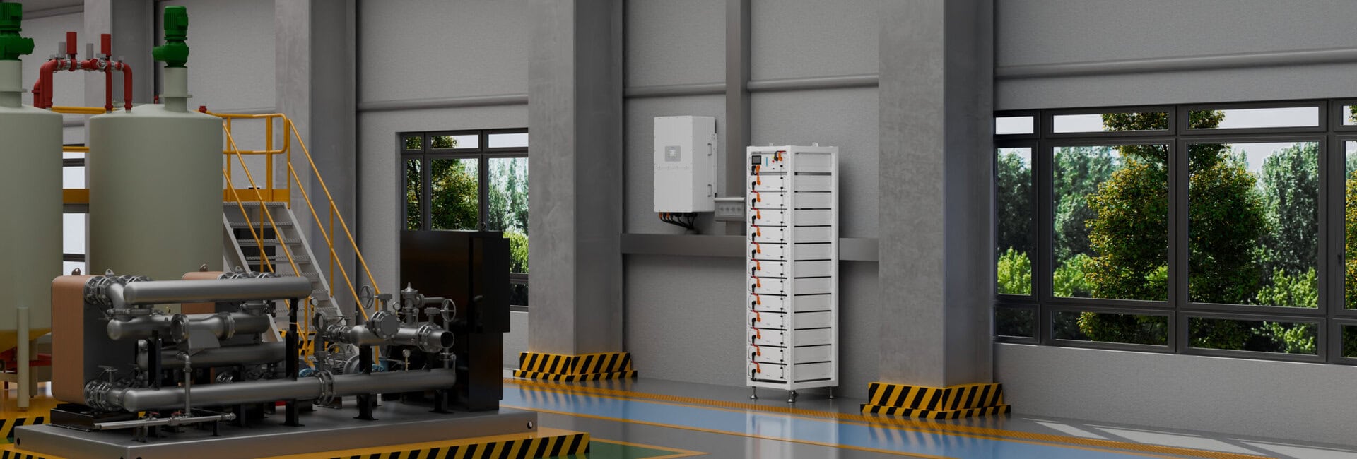 Deye BOS-G Pro commercial battery energy storage system installed in an industrial facility